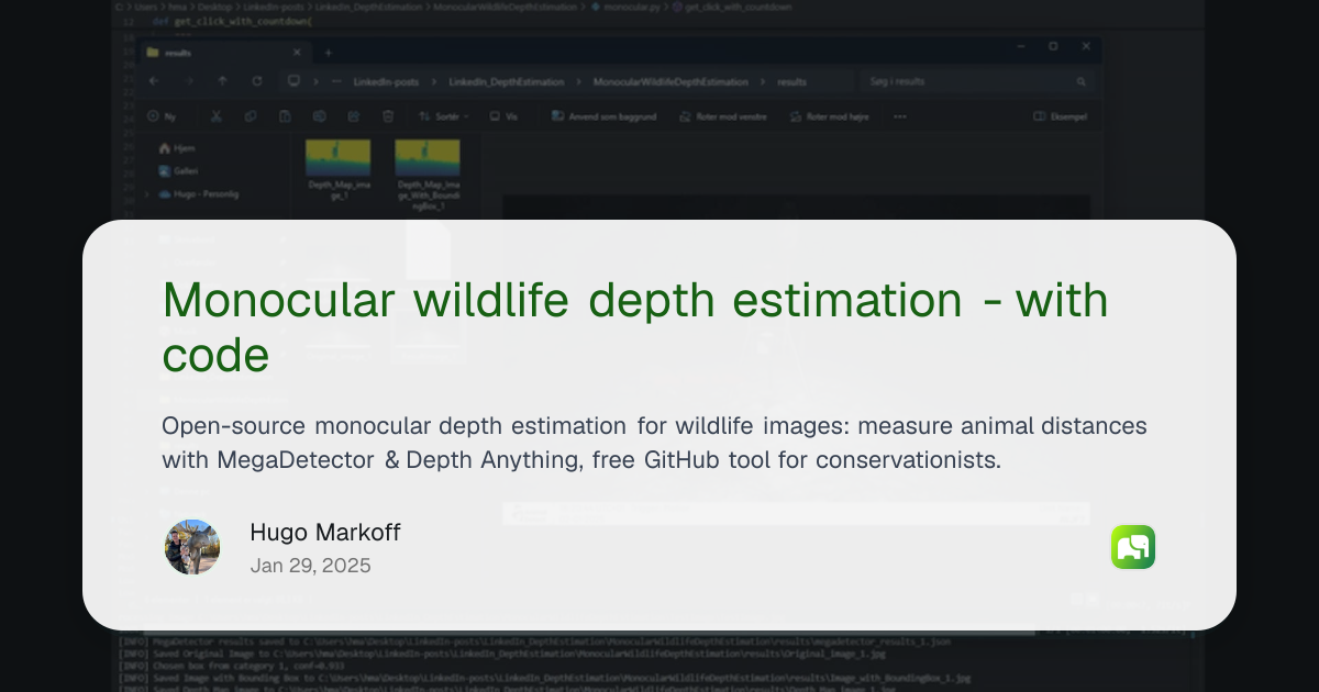Monocular wildlife depth estimation - with code